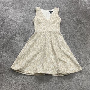 Aqua By Bloomingdale's A-Line Dress Womens XS Beige V-Neck Sleeveless Cocktail